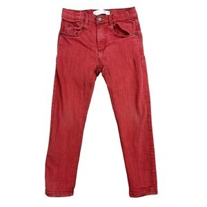 Zara Jeans Kids Girls 4–5 Red Denim Skinny Stretch Casual Everyday Trendy